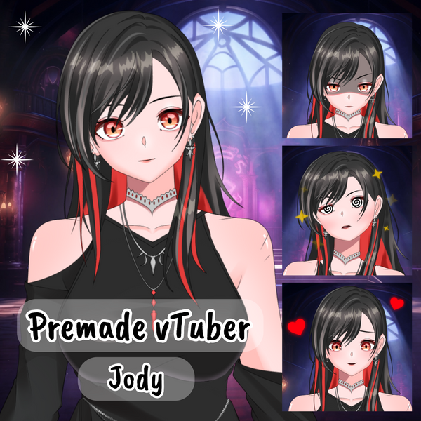 VTuber | Jody, the gothic girl | 5 emotions | Live2d model for Vtube Studio premade and streaming twitch, youtube, kick