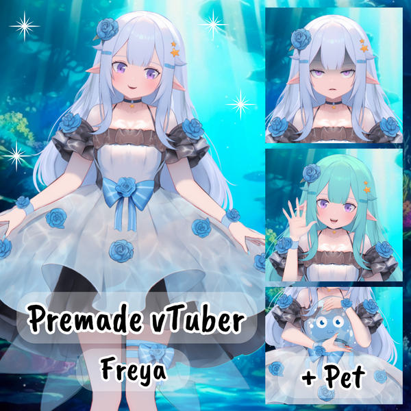 VTuber | Nixie, the ocean girl | With pet | 5 emotions | 6 toggles | Live2d model for Vtube Studio premade for streaming twitch, youtube