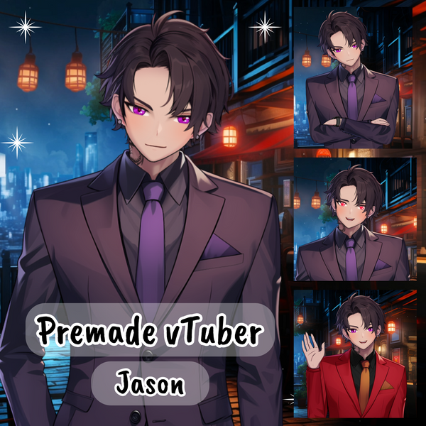 VTuber | Jason, the suit lover | 11 emotions / toggles | Live2d model for Vtube Studio premade for streaming twitch, youtube, kick