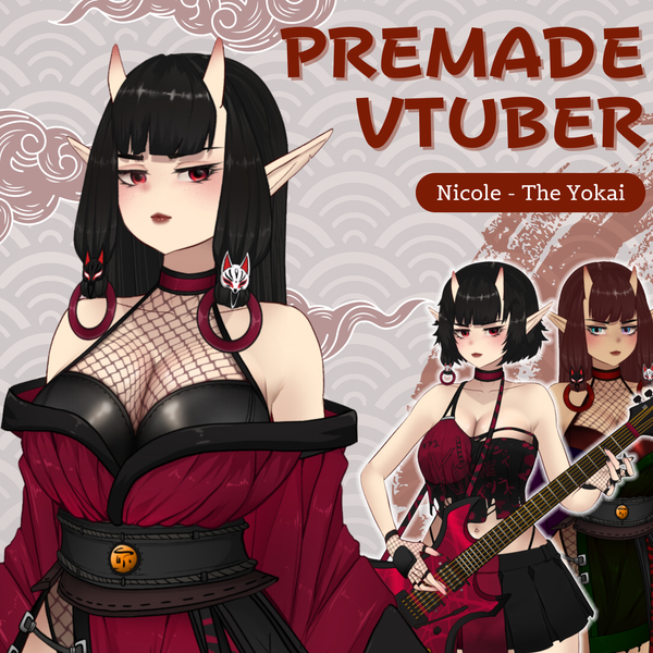 VTuber | Nicole, the yokai | Customizable Live2d premade model for Vtube Studio, streaming on twitch, kick, youtube | >25 emotions / toggles