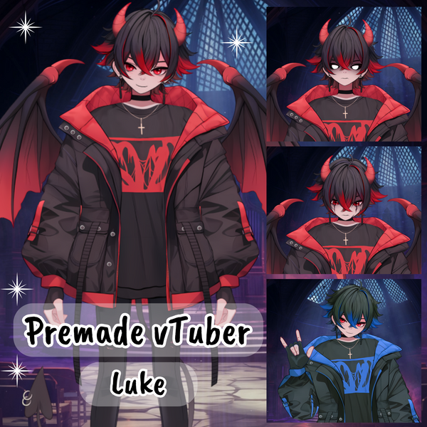 VTuber | Luke, the demon boy | 10 Emotions / Toggles | Live2D Model streaming twitch, youtube, kick