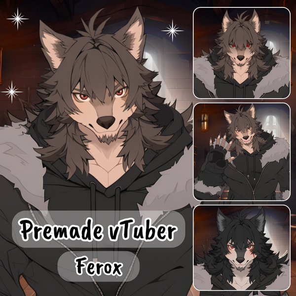 VTuber | Ferox, the furry wolf | 9 emotions / toggles | Live2d model for Vtube Studio premade for streaming twitch, youtube, kick