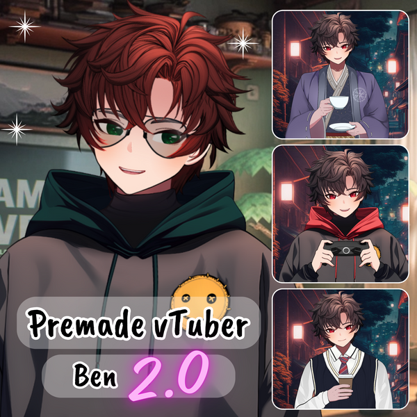 VTuber | Ben v2, the hoody lover | 22 emotions / toggles | Live2d model for Vtube Studio premade for streaming twitch, youtube, kick....