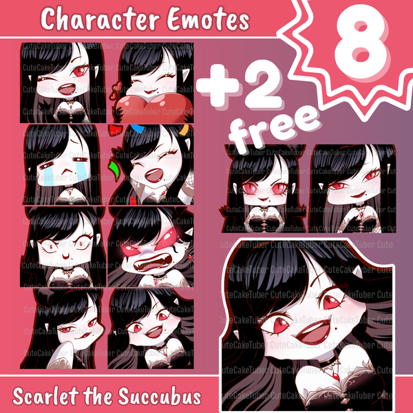 EMOTES BUNDLE | Scarlet, the succubus | 8+2 emotes | For Twitch, Discord, Youtube and more