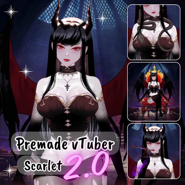 VTuber | Scarlet v2, the succubus | >30 emotions / toggles | Live2d model for Vtube Studio premade and streaming twitch, youtube, kick