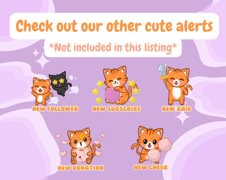 ANIMATED Twitch Alert Bundle | Ginger Kitty / Cat | Stream package | Pack 2 - Cute Cake Design