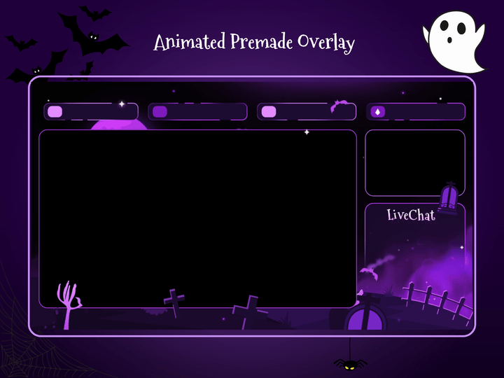 Stream Overlay | Cute Spooky Graveyard | Animated Streaming Package for Twitch | Halloween Gothic Theme - Cute Cake Design