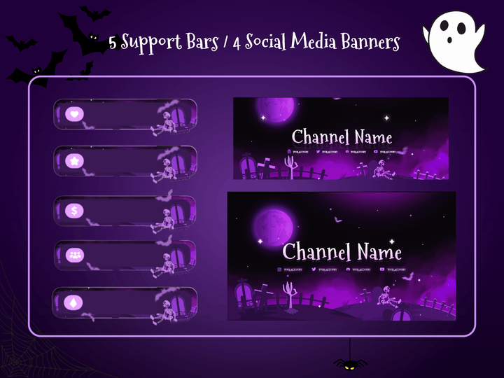 Stream Overlay | Cute Spooky Graveyard | Animated Streaming Package for Twitch | Halloween Gothic Theme - Cute Cake Design