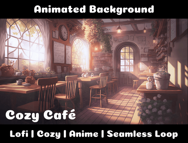 Animated Background | Cozy Cafe | Twitch, Youtube, vTuber, Streaming, OBS, Overlay - Cute Cake Design