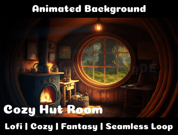 Animated Background | Cozy hut room | Twitch, Youtube, vTuber, Streaming, OBS, Overlay - Cute Cake Design