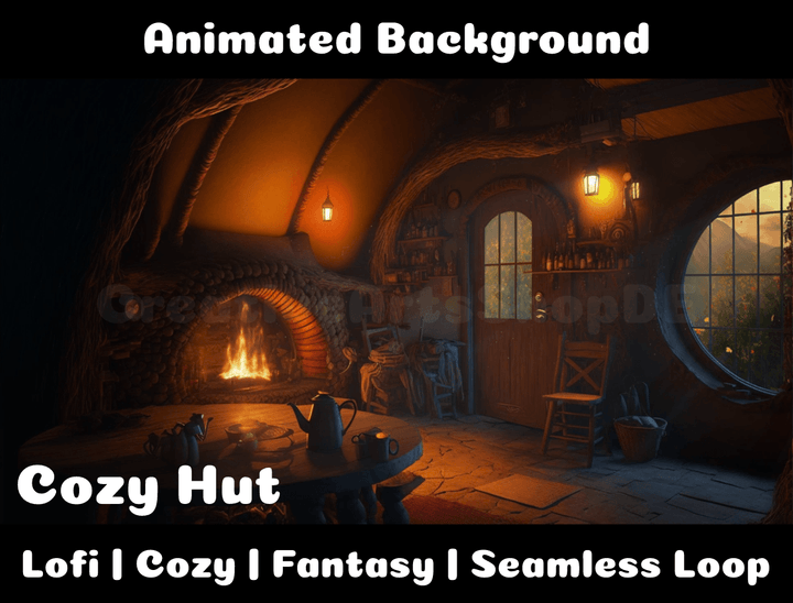 Animated Background | Cozy hut | Twitch, Youtube, vTuber, Streaming, OBS, Overlay - Cute Cake Design