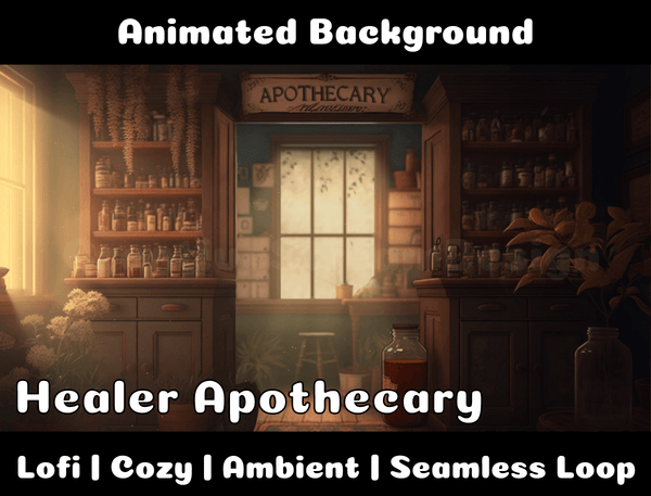 Animated Background | Healer Apothecary | Twitch, Youtube, vTuber, Streaming, OBS, Overlay - Cute Cake Design