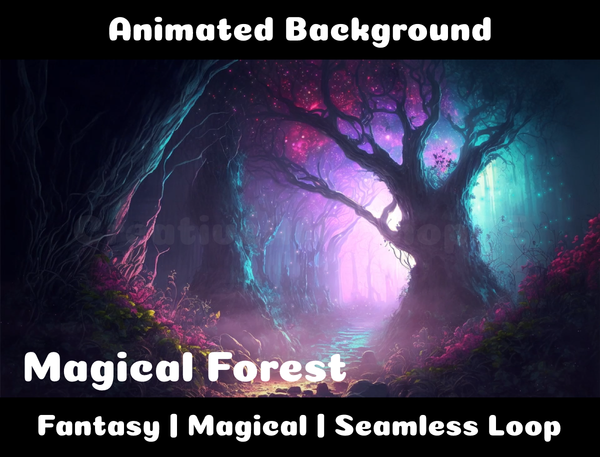 Animated Background | Magical Forest | Twitch, Youtube, vTuber, Streaming, OBS, Overlay - Cute Cake Design