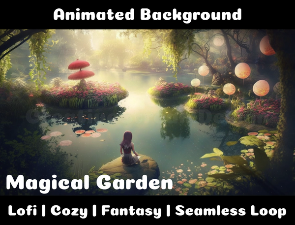 Animated Background | Magical Garden | Twitch, Youtube, vTuber, Streaming, OBS, Overlay - Cute Cake Design