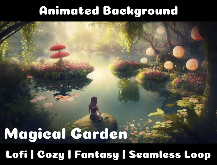 Animated Background | Magical Garden | Twitch, Youtube, vTuber, Streaming, OBS, Overlay - Cute Cake Design