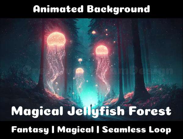 Animated Background | Magical Jellyfish Forest | Twitch, Youtube, vTuber, Streaming, OBS, Overlay - Cute Cake Design