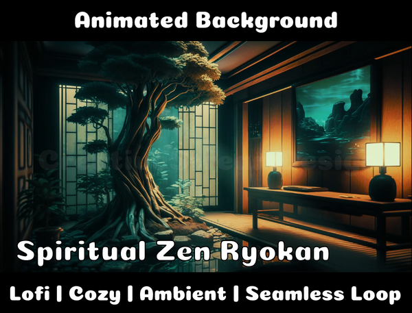 Animated Background | Spiritual Zen Ryokan | Twitch, Youtube, vTuber, Streaming, OBS, Overlay - Cute Cake Design