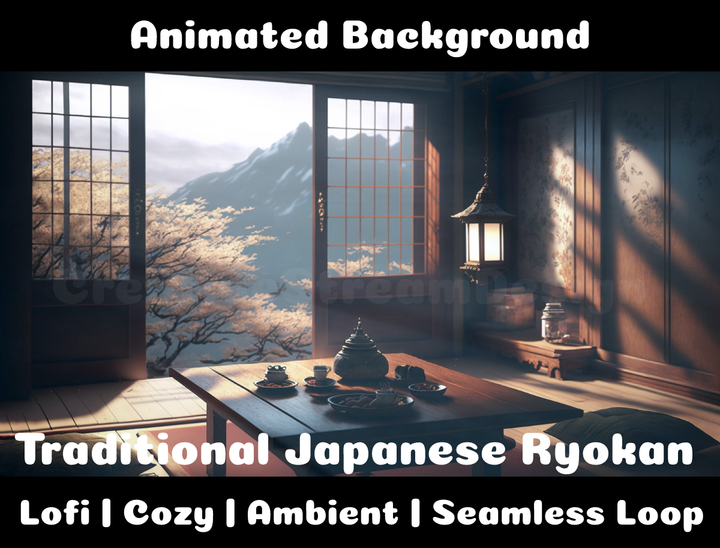 Animated Background | Traditional Japanese Ryokan | Twitch, Youtube, vTuber, Streaming, OBS, Overlay - Cute Cake Design