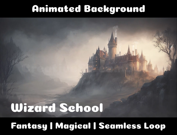 Animated Background | Wizard School | Twitch, Youtube, vTuber, Streaming, OBS, Overlay - Cute Cake Design