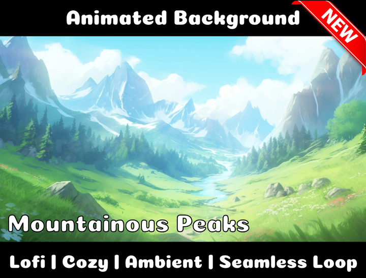 Animated Background | Mountainous Peaks | Twitch, Youtube, vTuber, Streaming, OBS, Overlay - Cute Cake Design