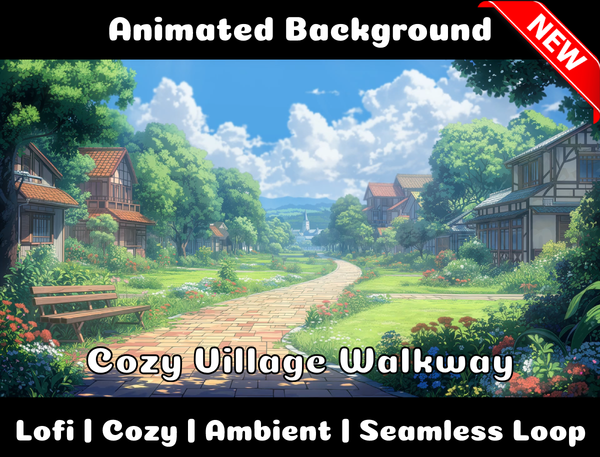 Animated Background | Cozy Village Walkway | Twitch, Youtube, vTuber, Streaming, OBS, Overlay