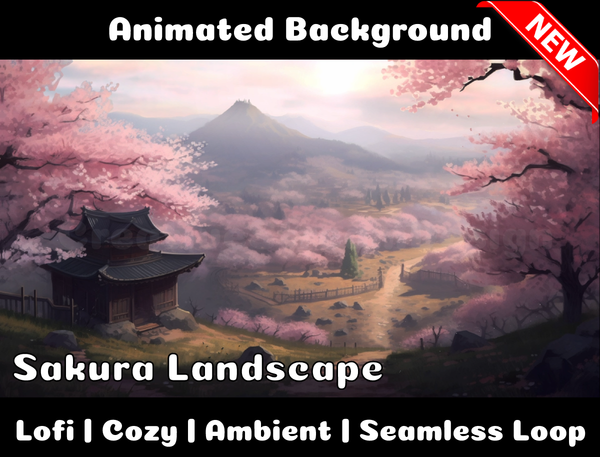 Animated Background | Sakura Landscape | Twitch, Youtube, vTuber, Streaming, OBS, Overlay - Cute Cake Design