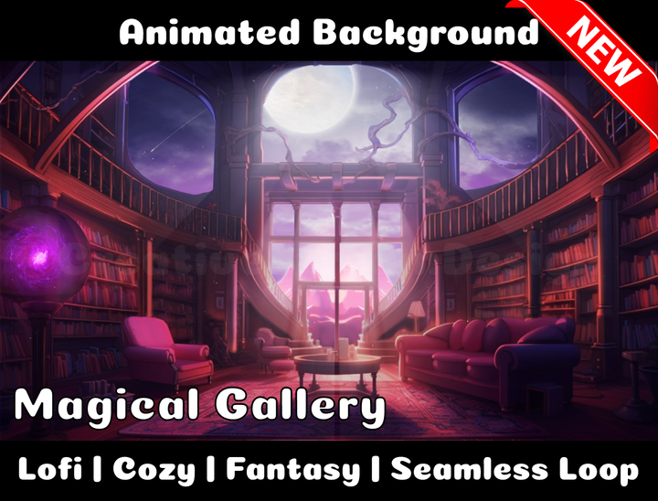 Animated Background | Magical Gallery | Twitch, Youtube, vTuber, Streaming, OBS, Overlay - Cute Cake Design