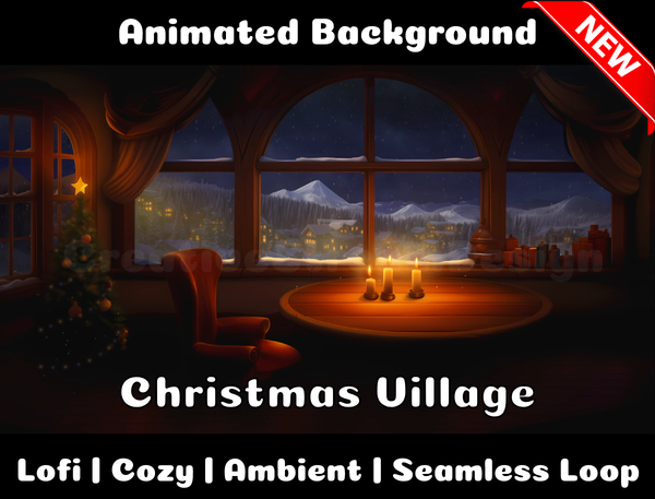 Animated Background | Christmas Village | Twitch, Youtube, vTuber, Streaming, OBS, Overlay