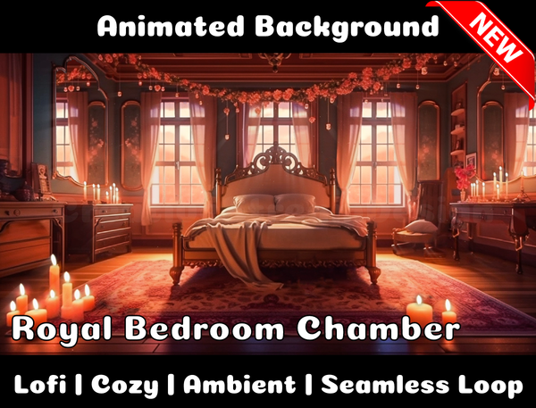 Animated Background | Royal Bedroom Chamber | Twitch, Youtube, vTuber, Streaming, OBS, Overlay - Cute Cake Design