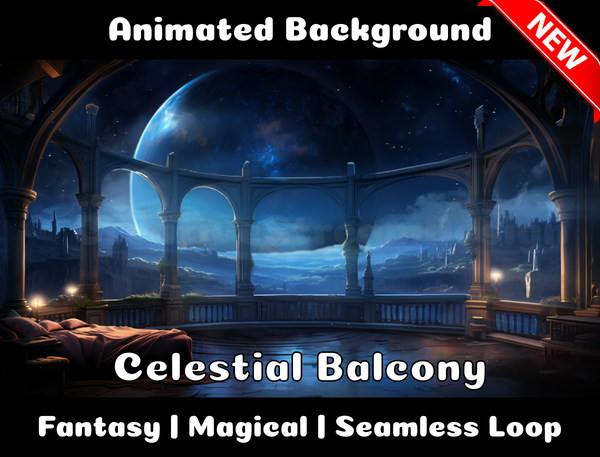 Animated Background | Celestial Balcony | Twitch, Youtube, vTuber, Streaming, OBS, Overlay