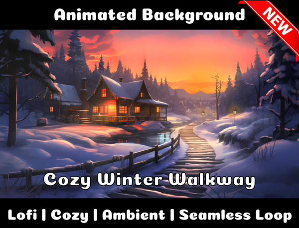 Animated Background | Cozy Winter Walkway | Twitch, Youtube, vTuber, Streaming, OBS, Overlay