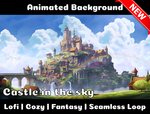 Animated Background | Castle in the sky | Twitch, Youtube, vTuber, Streaming, OBS, Overlay - Cute Cake Design