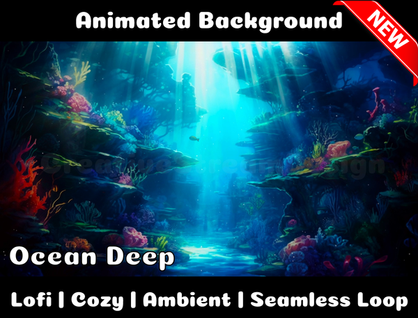 Animated Background | Ocean Deep | Twitch, Youtube, vTuber, Streaming, OBS, Overlay - Cute Cake Design