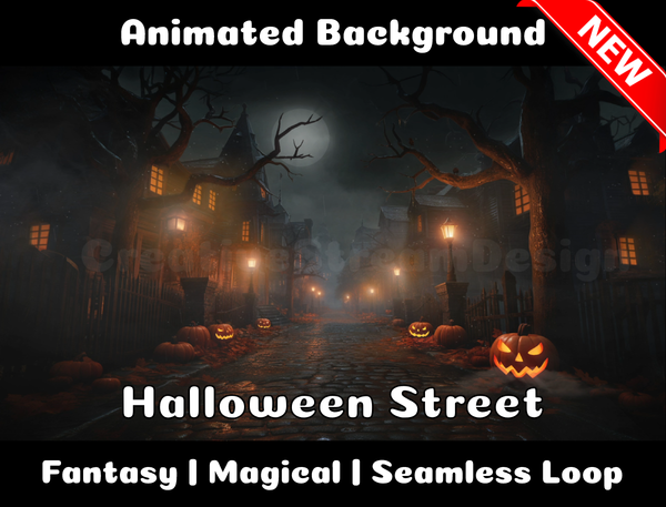 Animated Background | Halloween Street | Twitch, Youtube, vTuber, Streaming, OBS, Overlay