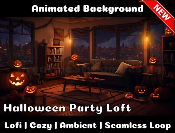 Animated Background | Halloween Party Loft | Twitch, Youtube, vTuber ...