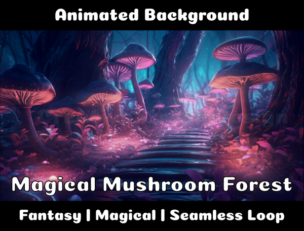 Animated Background | Magical Mushroom Forest | Twitch, Youtube, vTuber, Streaming, OBS, Overlay - Cute Cake Design