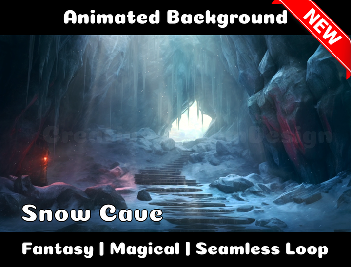 Animated Background | Snow Cave | Twitch, Youtube, vTuber, Streaming, OBS, Overlay - Cute Cake Design