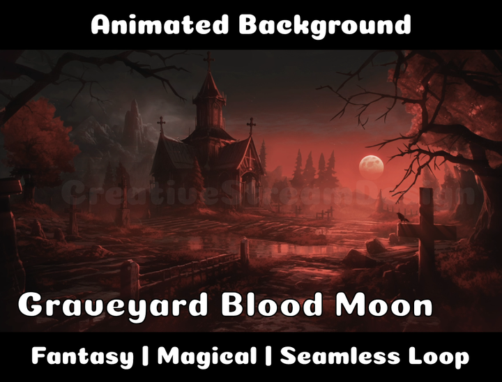 Animated Background | Graveyard Blood Moon | Twitch, Youtube, vTuber, Streaming, OBS, Overlay - Cute Cake Design