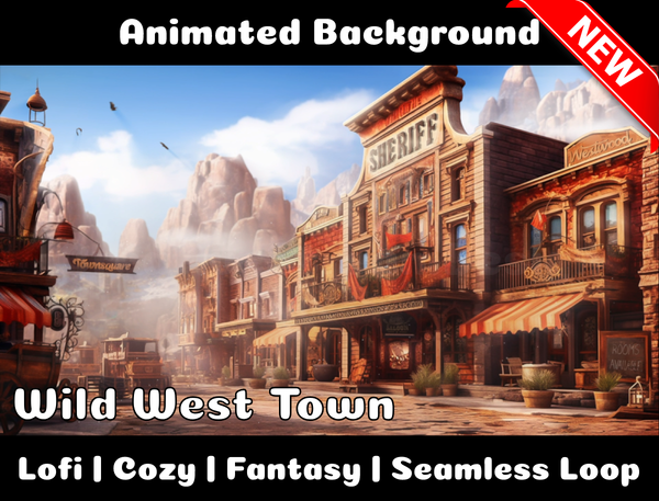 Animated Background | Wild West Town | Twitch, Youtube, vTuber, Streaming, OBS, Overlay - Cute Cake Design