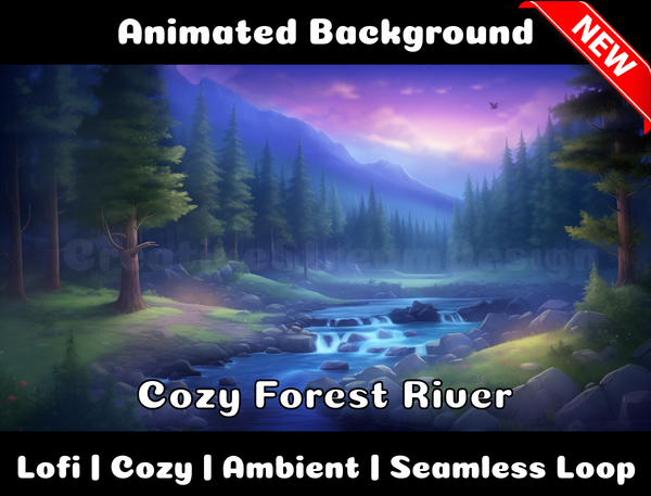 Animated Background | Cozy Forest River | Twitch, Youtube, vTuber, Streaming, OBS, Overlay