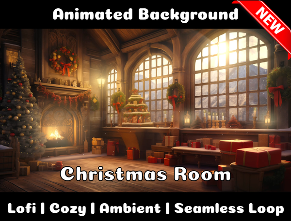 Animated Background | Christmas Room | Twitch, Youtube, vTuber, Streaming, OBS, Overlay