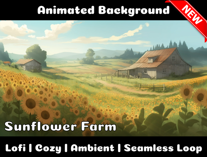 Animated Background | Sunflower Farm | Twitch, Youtube, vTuber, Streaming, OBS, Overlay - Cute Cake Design