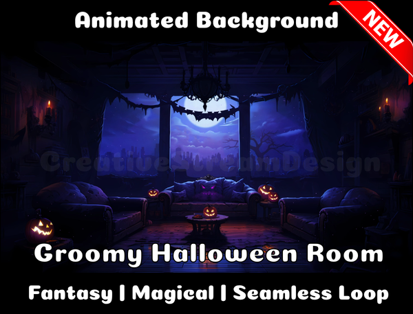 Animated Background | Groomy Halloween Room | Twitch, Youtube, vTuber, Streaming, OBS, Overlay