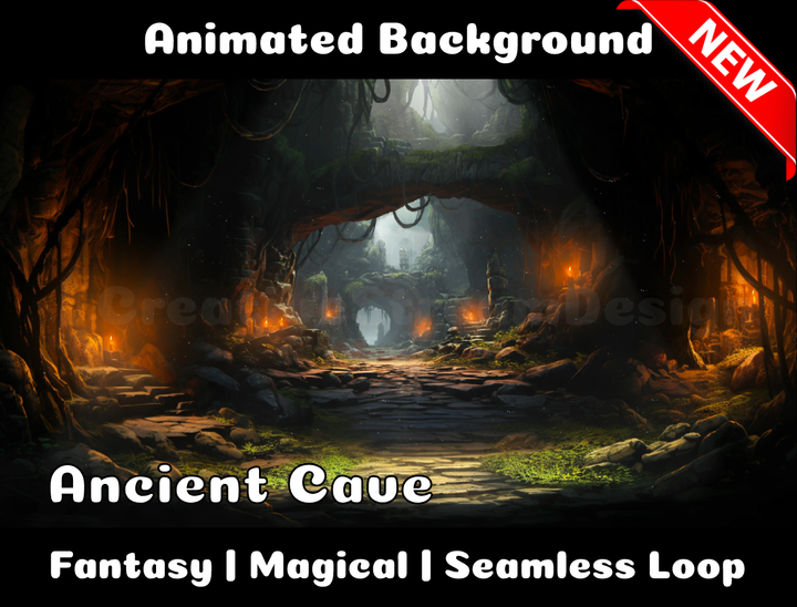 Animated Background | Ancient Cave | Twitch, Youtube, vTuber, Streaming, OBS, Overlay - Cute Cake Design