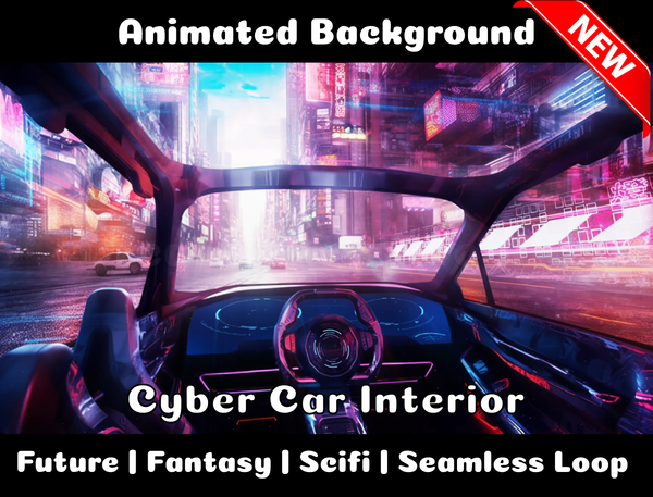 Animated Background | Cyber Car Interior | Twitch, Youtube, vTuber, Streaming, OBS, Overlay