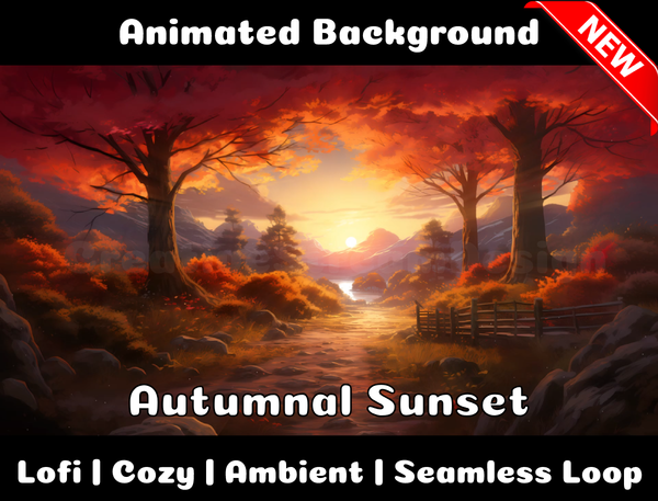 Animated Background | Autumnal Sunset | Twitch, Youtube, vTuber, Streaming, OBS, Overlay