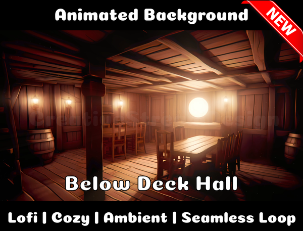 Animated Background | Below Deck Hall | Twitch, Youtube, vTuber, Streaming, OBS, Overlay