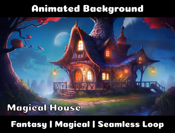 Animated Background | Magical House | Twitch, Youtube, vTuber, Streaming, OBS, Overlay - Cute Cake Design