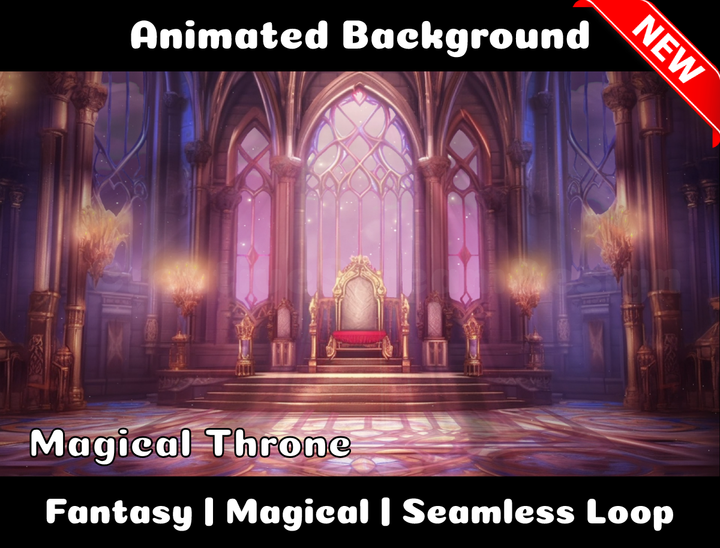 Animated Background | Magical Throne | Twitch, Youtube, vTuber, Streaming, OBS, Overlay - Cute Cake Design