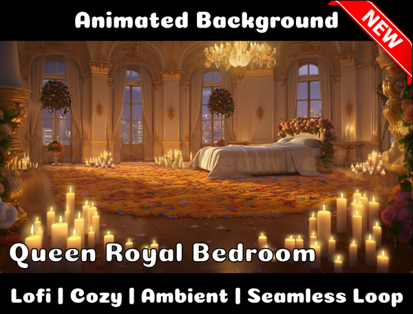 Animated Background | Queen Royal Bedroom | Twitch, Youtube, vTuber, Streaming, OBS, Overlay - Cute Cake Design